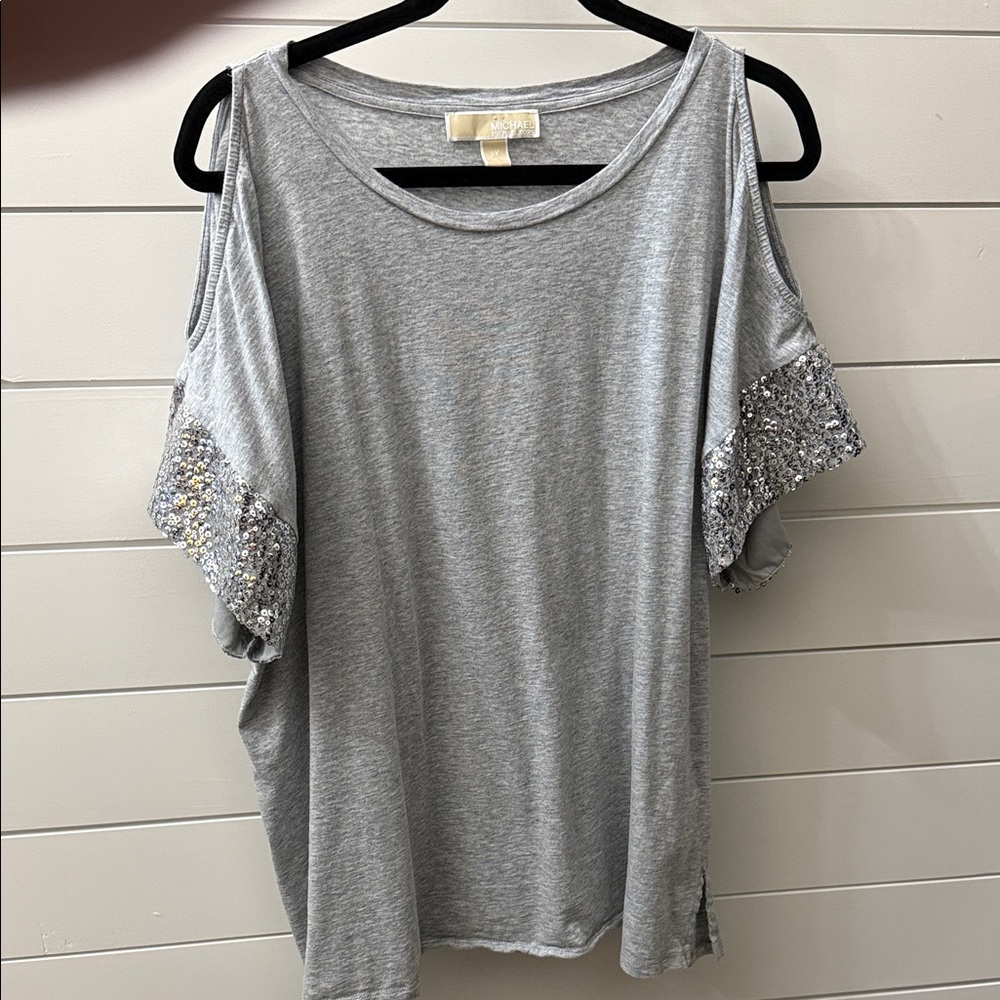 Michael Kors Gray Top with Sequin Accents